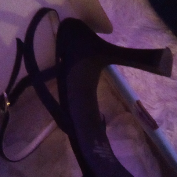 NWT Strappy Black SATIN Heels With Ankle Strap And Buckle - Picture 7 of 11